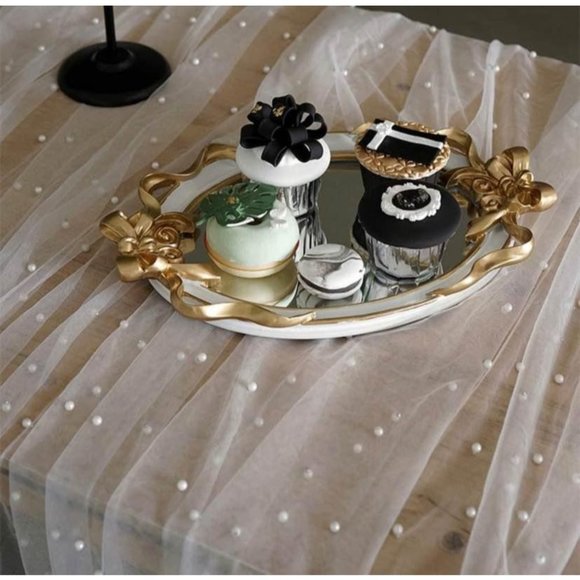 White Pearl Chiffon Tablecloth Runner Sheer Wedding Arch Linen Background Decor - Picture 4 of 5